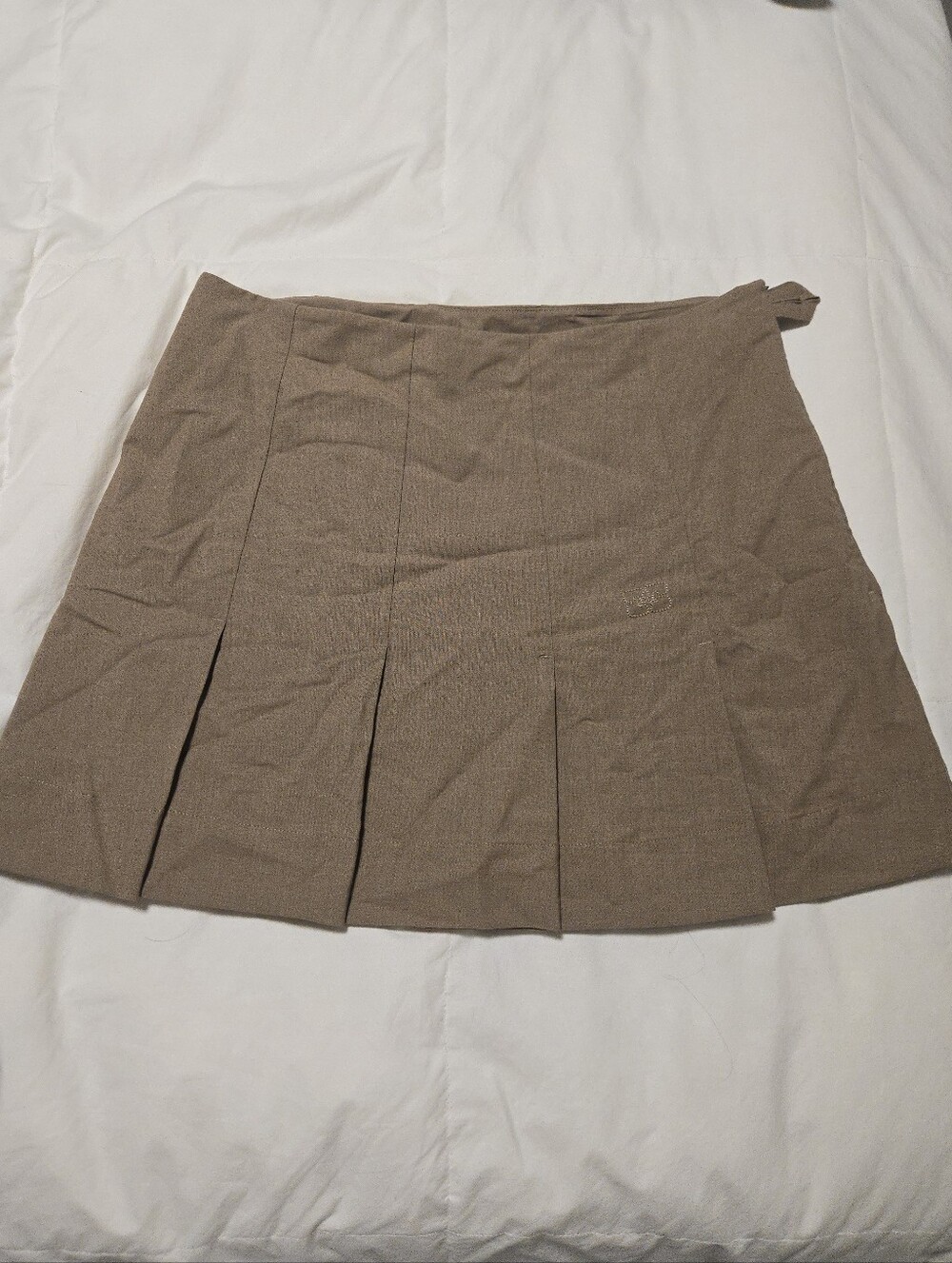 GANNI Classic Pleated Khaki Mini Skirt